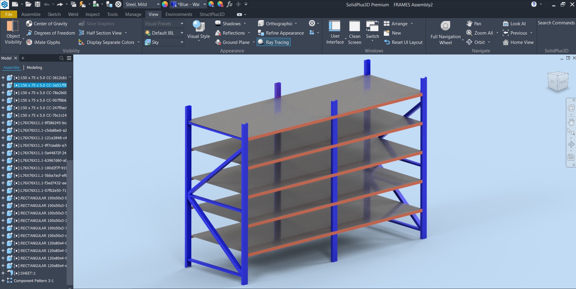 Structural frame model displayed in StructPlus3D